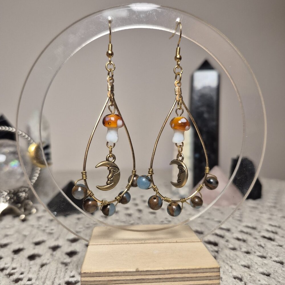 GOLDEN AQUA QUARTZ Teardrop Handmade Earrings - Picture 3 of 5